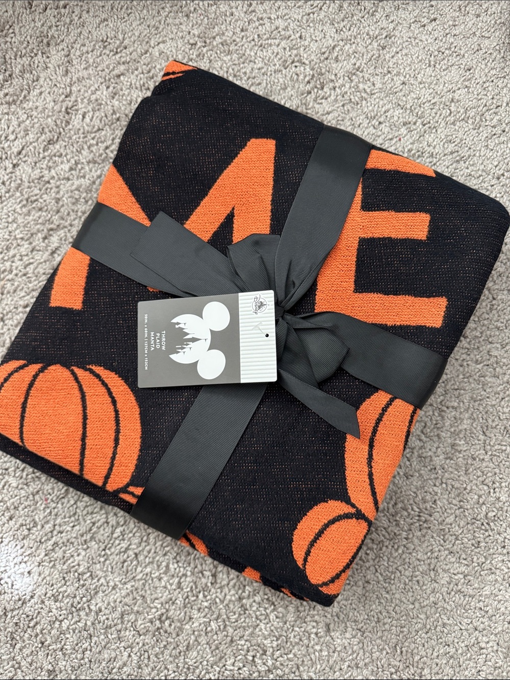 Disney Black and Orange Halloween Pumpkin Throw Blanket